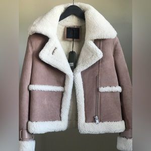 AllSaints Farley Shearling Jacket-Dusty Pink 

Women’s Size S